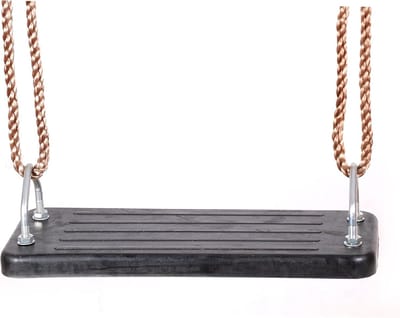 Stevige Rubberen Schommelzit met Touwen en Metalen Inzet - Zwart