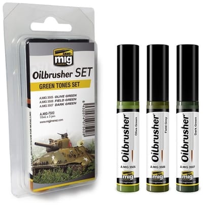 AMMO by Mig Jimenez Hobbyverf Enamel verf - MIG 7502 Oilbrushers Green Tones - Set Oilbrusher(s) - 3x 10 ml
