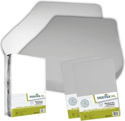 Dexitex 2 x Jersey Hoeslakens Licht grijs & 1 x molton pakket Queensbed/Eilandbed