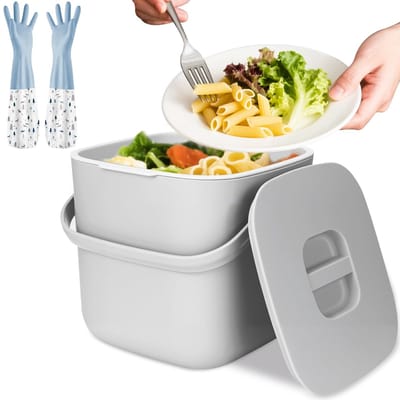 Afvalemmer Keuken,Kleine Compostbak voor in de Keuken,Compostbak voor Aanrecht,Bio-Vuilnisemmer met Deksel,Geurdicht,Uitneembaar Binneninzetstuk