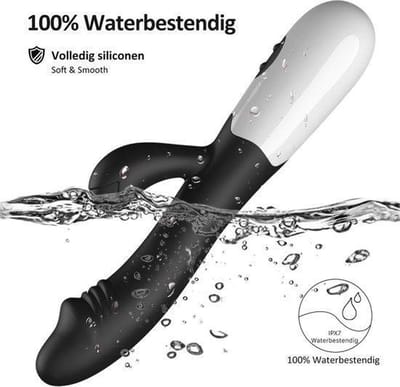 Erodit® Tarzan dildo vibrator -Bunny Vibrator-Geribbelde eikel stimulatie clitoris- g-spot - Anaal vibrators voor mannen- vibrators voor vrouwen -Zwart, 19,5 cm- incl batterij- Sex toys- Erotiek- Seksspeeltjes voor koppels