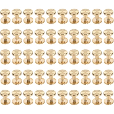 50 stuks boekbindklinknagels 50 stuks platkop sleufschroeven messing decoratieve schroefklinknagelset voor 10x6mm