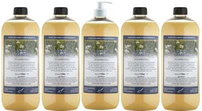 Shampoo Kamille - 1 liter (transparant) - 5 stuks - met witte pomp - Voordeelverpakking - Haarverzorging