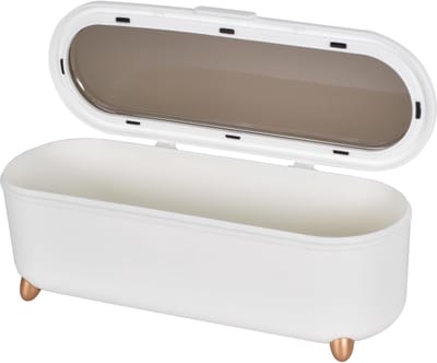 Bestek afdruipbak kunststof, bestekhouder tafel, witte bestekbox met afdruiprooster, bestek-opbergdoos met deksel voor eetstokjes, lepels, messen, vorken, keukenhulp organizer