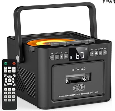 RFWR® Draagbare CD-speler Boombox met Bluetooth, FM-Radio, Cassette en Afstandsbediening - Oplaadbare Batterij en LCD-Scherm