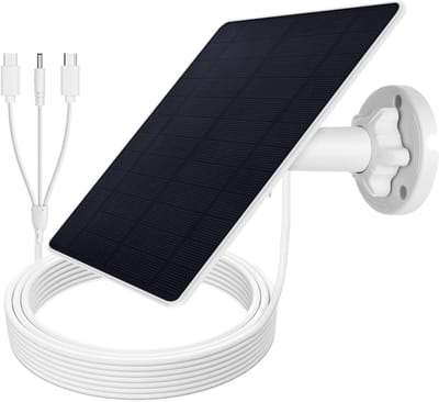 Zonnepaneel Camera - Stroomoplader - Continue Stroom - Weerbestendig Ontwerp - 6V 5W - Zwart