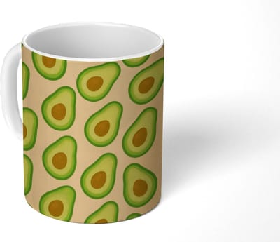 Mok - Koffiemok - Avocado - Patroon - Groen - Pit - Mokken - 350 ML - Beker - Koffiemokken - Theemok