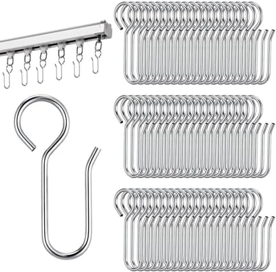 Dailygoods- Gordijnhaken 60 Stuks - S-vormige Gordijnhaken - Roestvrij Staal - Metalen Gordijnhaken - Flexibele Gordijnhaken - 35 x 18 mm