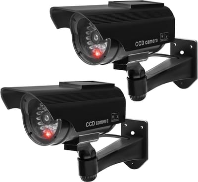 Dummy Camera Set - Nep Beveiliging - Diefstal Afschrikken - Knipperend LED Licht - 20x10x10mm - Zilver
