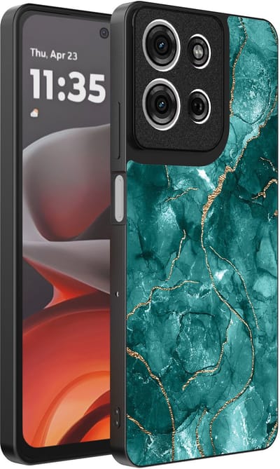 Smartphonica Telefoonhoesje Geschikt voor Motorola Moto G15 met marmer opdruk - TPU backcover case marble design - Goud Groen geschikt voor Motorola Moto G15