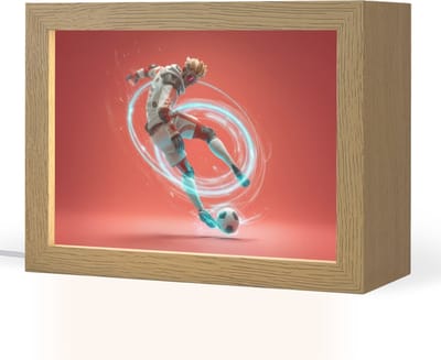 Nachtlampje 20x15 cm - Kinder lampje - Voetballer - Bal - Lichtcirkel - Rood - Tafellamp kinderkamer - Slaapkamer lamp - Bedlamp kinderen - Kinderlampje stopcontact - Wandlamp babykamer - Nachtlampjes