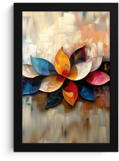 Poster in lijst - Fotolijst 20x30 cm - Posters - Bloem - Abstract - Kleurrijk - Bladeren - Posterlijst zwart - Decoratie - Wanddecoratie woonkamer - Muurdecoratie slaapkamer