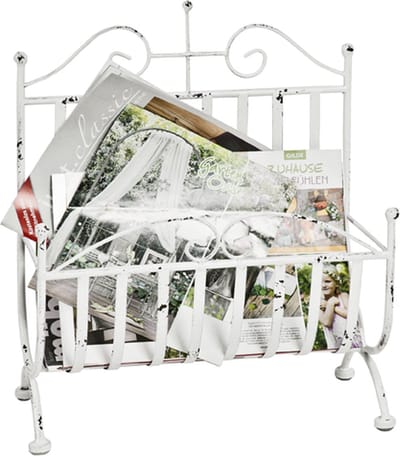 Lectuurbak – Wit metaal – Tijdschriftenrek – 37 cm breed, 18 cm diep, 44 cm hoog