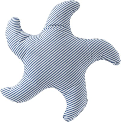 J-Line kussen Zeester Gestreept - polyester - blauw/wit