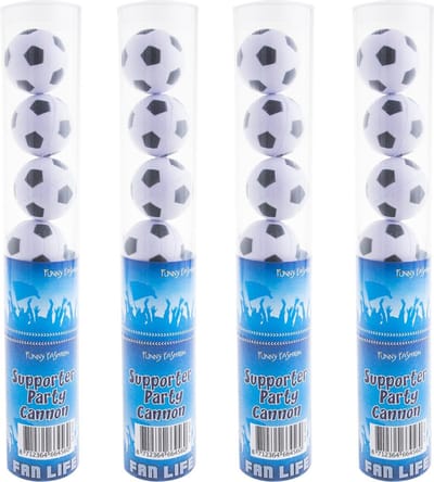 Shooter voetbal met ballen - 4 stuks - supportersartikel - party popper