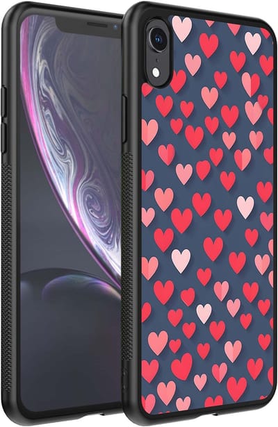 Smartphonica Telefoonhoesje Geschikt voor iPhone XR met Roze en Rode Hartjes Opdruk - TPU Backcover Case With Rosé and Red Heart Design geschikt voor Apple iPhone XR