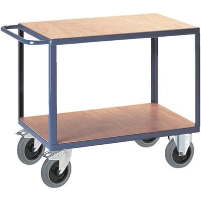 2-laags transportwagen Rollcart - L 1000 x B 700 mm - draagvermogen 600 kg - gentiaanblauw RAL 5010