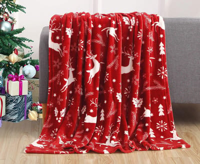 Luxe fluwelen fleece deken met kerstprints - comfortabele en warme plaid voor winter met cadeau-opties