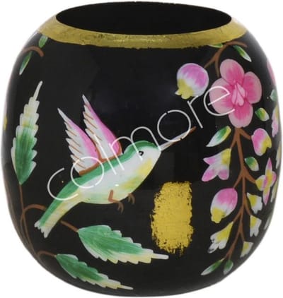 Colmore by Diga vaas handbeschilderd met bloemen S 15x15x15cm