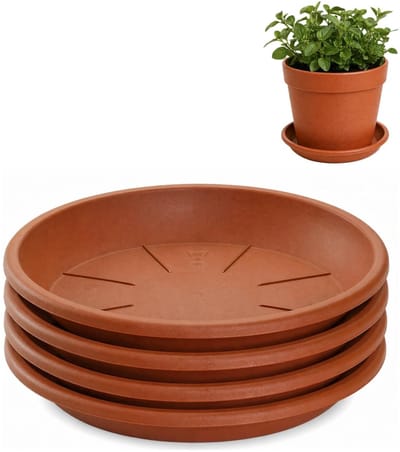 Plasticforte plantenpot onder schotel / water opvang schaal - 4x - terra - Dia 16 cm - Kunststof - voor pot met Dia 20/22 cm