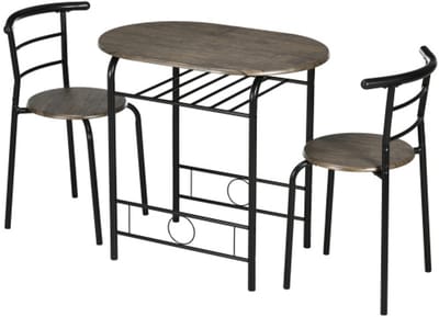 Eettafel en stoelen set, tafel en stoelen combinatie, eettafel keuken tafel, inclusief 1 tafel en 2 stoelen, geschikt voor keuken en eetkamer, 80 x 53 x 74,5 cm (tafelafmetingen), 48 x 41 x 77 cm (stoelafmetingen), zwart, metaal
