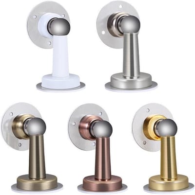 Magnetische Deurstop - Vloerstop Deur - Deur Dempen - Roestvrij Staal - 74mm Hoog - Wit