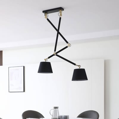 Plafondlamp Lucande Marvaine zwart/goudkleurig, verstelbaar