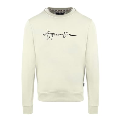 Aquascutum Heren Script Crew Neck Regular Sweatshirt (Boter)
