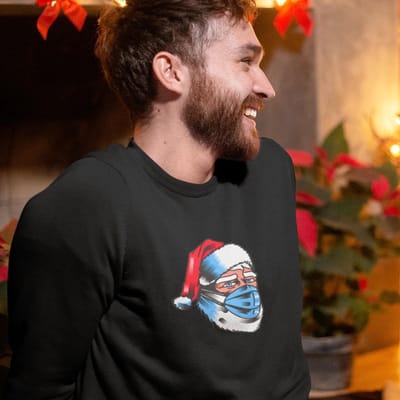 Foute Kersttrui Zwart Corona Kerstman - Maat S - Kerstkleding voor dames & heren