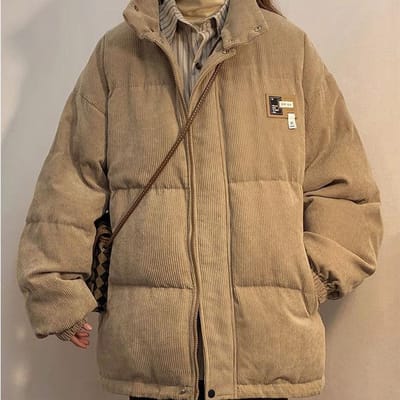 Veste en Coton Velours Côtelé pour Femme Veste d'Hiver Épaisse en Coton Veste en Coton Lâche Décontractée L kaki