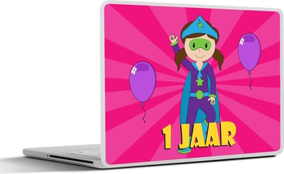 Laptop sticker - 13.3 inch - Verjaardag - Superheld - Meisje - 1 Jaar - 31x22,5cm - Laptopstickers - Laptop skin - Cover