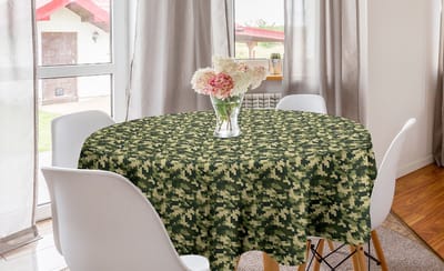 ABAKUHAUS Camo ronde tafelkleed, Abstract Chevron Forest, Cirkelvormige tafelkleed voor eetkamerkeukendecoratie, 150 cm, Lichtgroen Donkergroen