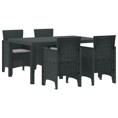 vidaXL - Tuin - Eettafel - Set - 5 - st - Antraciet - Polt - riet
