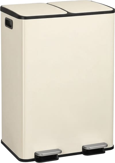SONGMICS - Prullenbak - Prullenbak 2 Vakken - 2 x 30L - Met Voetpedaal en Softclose Deksel