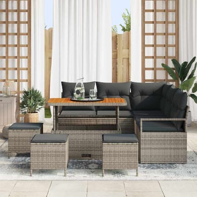 vidaXL - Tuinbank - Set - 9 - st - 8-Aantal - zitplaatsen - Grijs