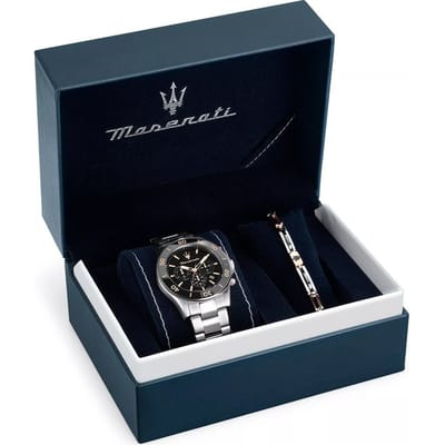 Montre Chronographe Maserati Competizione Acier Inoxydable Cadran Noir Quartz R8873600001 100M Montre pour Homme Avec Bracelet Supplémentaire noir