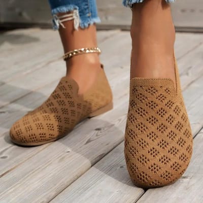 Zomer Mesh Stoffen Ademende Flats Damesschoenen Ventilerend Kant Vrijetijdsschoenen Mom Schoenen Comfort Casual Licht Sneakers 36 brown
