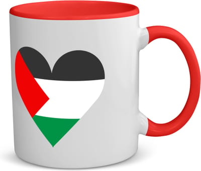 Akyol - palestina vlag hart vorm koffiemok - theemok - rood - Palestina - mensen die liefde willen geven aan palestina - degene die van palestina houden - supporten - oorlog - verjaardagscadeautje - gift - geschenk - kado - 350 ML inhoud