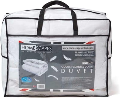 Kingsize 13.5 Tog Luxe Witte Ganzenveren & Dons Dekbed - Anti-Huisstofmijt, Wasbaar en Allergievriendelijk