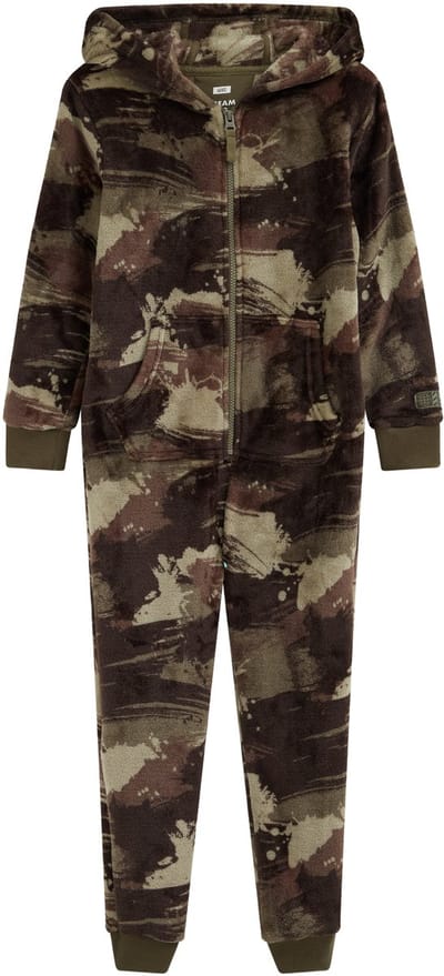 WE Fashion Jongens fleece onesie met print