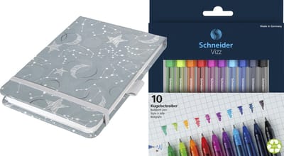 Sigel schetsblok - Jolie Beauty - A6 - Cosmic Fantasy Grey - blanco - 158 pagina's - met 10 GRATIS balpennen - WS-SI-SY550
