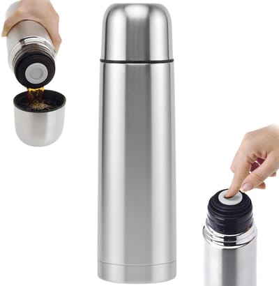 Lomera Roestvrijstalen Thermoskan - 0.5 Liter Thermosfles - Compacte Thermosfles - Warme Dranken - 6 Uur Warm - Thermos Fles - Handige Thermosfles