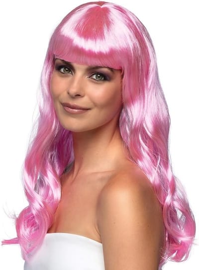 Chique lange steile synthetische haar pruik met slag en pony voor dames – Perfect voor carnaval en themafeesten