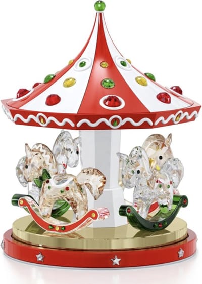 Swarovski beeldje carousel 5637096 | Holiday Cheers decoratieobject | draaibare carrousel met meerkleurig kristal en fonkelende stijl