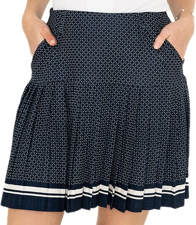 Func Factory dames Rokje Pleat donkerblauw/wit met binnenbroekje maat M