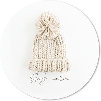 Muismat rond 20x20 cm - Mousepad Muts - Winter - Wit - Ronde muismatten - Kerst - Cadeau - Kerstcadeau voor mannen en voor vrouwen