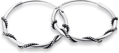 Montebello Oorbellen Capri Large - 925 Zilver Geoxideerd - Bali - 1mm - ∅20mm