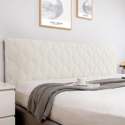 Luxe dikke pluche gewatteerde hoofdbordhoes effen kleur grijs all-inclusive bedhoofdhoes fluwelen bedrug stofbeschermingshoes W230 x H70cm