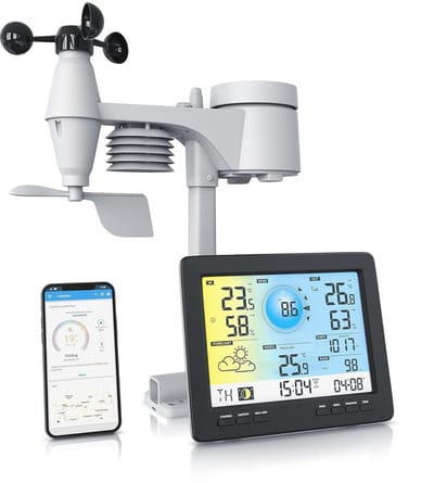 Weerstation Draasloos Binnen/Buiten - Weerstation - Zwart - 5-in-1 Buiten Sensor - Draadloze Verbinding - Voor Thuisgebruik