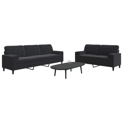 vidaXL - 2-delige - Loungeset - met - kussens - en - bolsters - fluweel - zwart